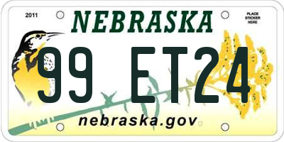 NE license plate 99ET24