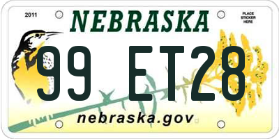 NE license plate 99ET28