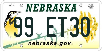 NE license plate 99ET30