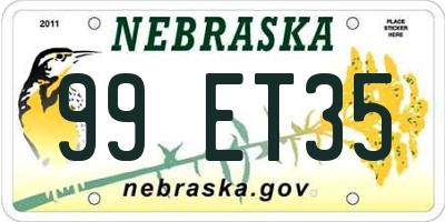 NE license plate 99ET35