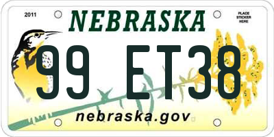 NE license plate 99ET38