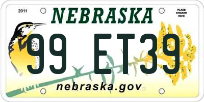 NE license plate 99ET39