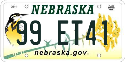 NE license plate 99ET41