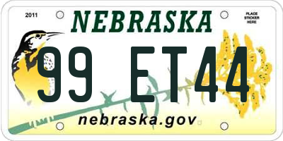NE license plate 99ET44