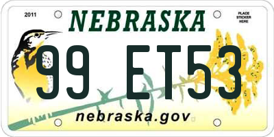 NE license plate 99ET53