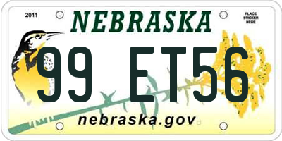 NE license plate 99ET56