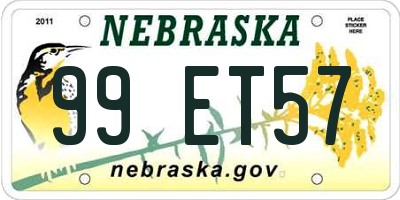 NE license plate 99ET57