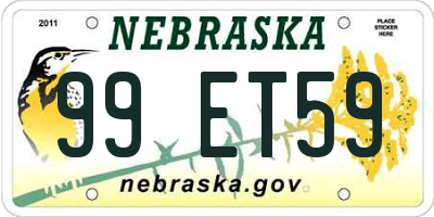 NE license plate 99ET59