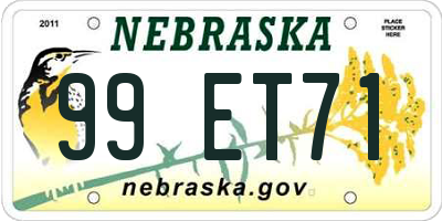 NE license plate 99ET71