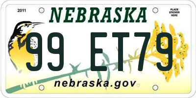 NE license plate 99ET79