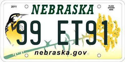 NE license plate 99ET91