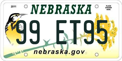 NE license plate 99ET95