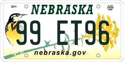 NE license plate 99ET96