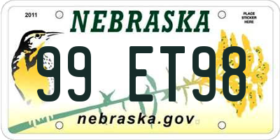 NE license plate 99ET98
