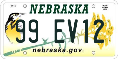 NE license plate 99EV12