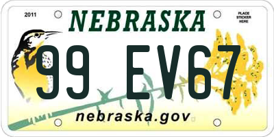 NE license plate 99EV67