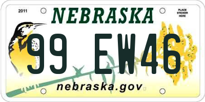 NE license plate 99EW46