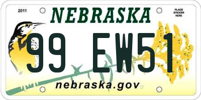 NE license plate 99EW51