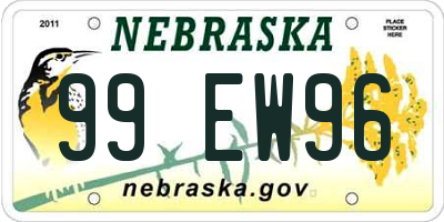 NE license plate 99EW96