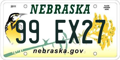 NE license plate 99EX27