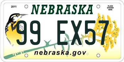 NE license plate 99EX57