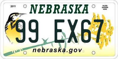 NE license plate 99EX67