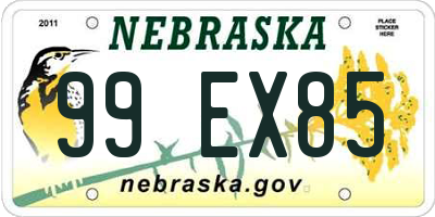 NE license plate 99EX85