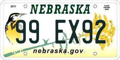 NE license plate 99EX92