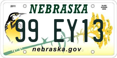 NE license plate 99EY13