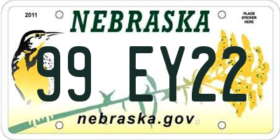 NE license plate 99EY22