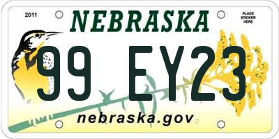 NE license plate 99EY23