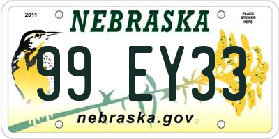 NE license plate 99EY33