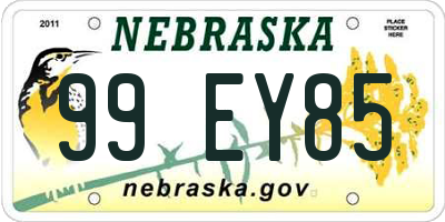 NE license plate 99EY85