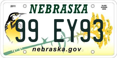 NE license plate 99EY93