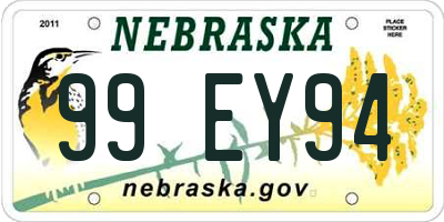 NE license plate 99EY94
