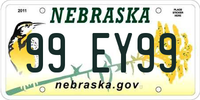 NE license plate 99EY99