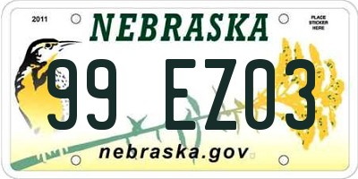 NE license plate 99EZ03
