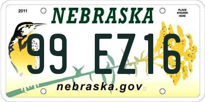 NE license plate 99EZ16