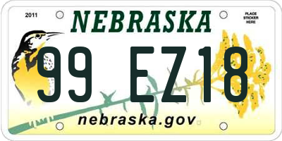 NE license plate 99EZ18