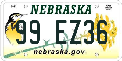 NE license plate 99EZ36