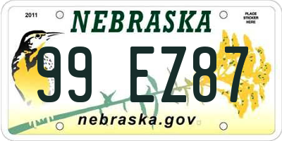 NE license plate 99EZ87