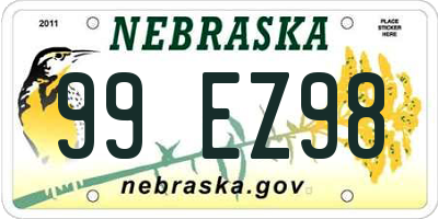 NE license plate 99EZ98