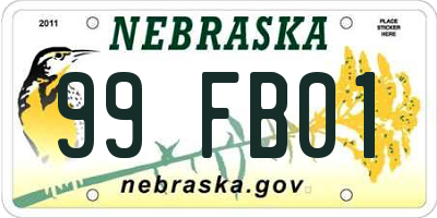 NE license plate 99FB01