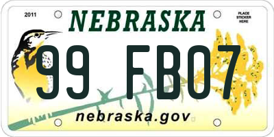 NE license plate 99FB07