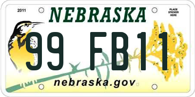 NE license plate 99FB11