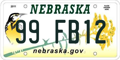 NE license plate 99FB12