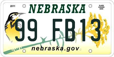 NE license plate 99FB13