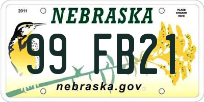 NE license plate 99FB21