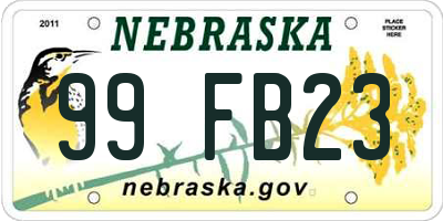 NE license plate 99FB23