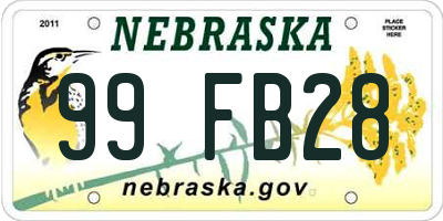 NE license plate 99FB28